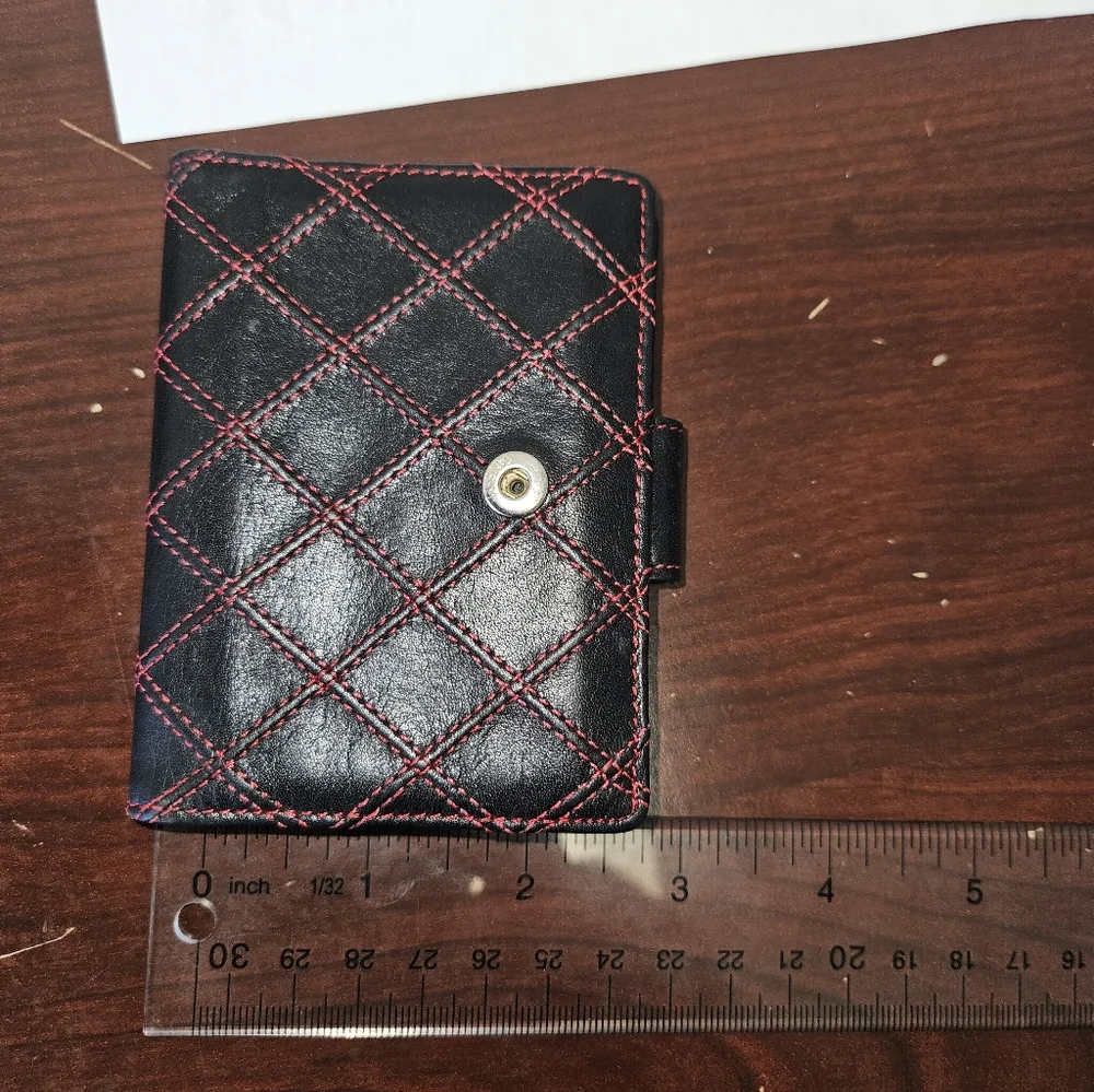 Christian Dior Black and Red Quilted Wallet